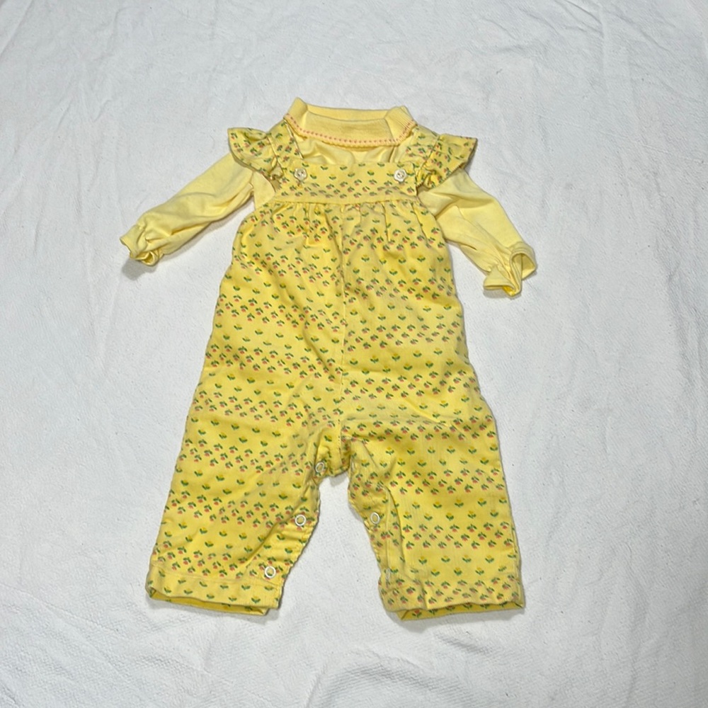 Children’s Yellow Corduroy Overalls and Matching Knit Shirt